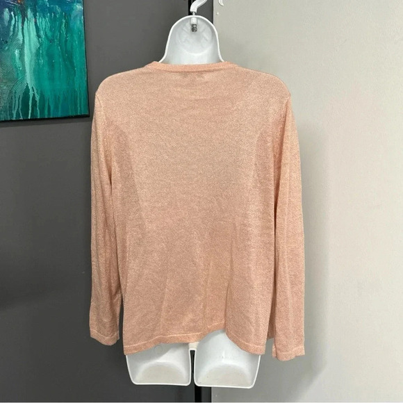 Sparkle Metallic Shirt Cardigan Set Large Peach Jewel Career Office‎ Elegant - Picture 7 of 13